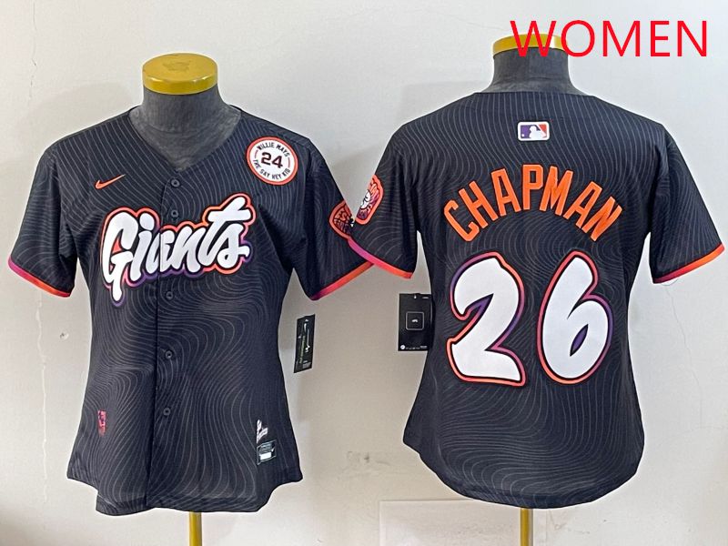 Women San Francisco Giants #26 Chapman Black Joint Name Nike 2025 MLB Jersey style 9->women mlb jersey->Women Jersey